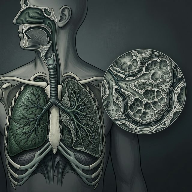 High-fidelity medical illustration of human respiratory system
